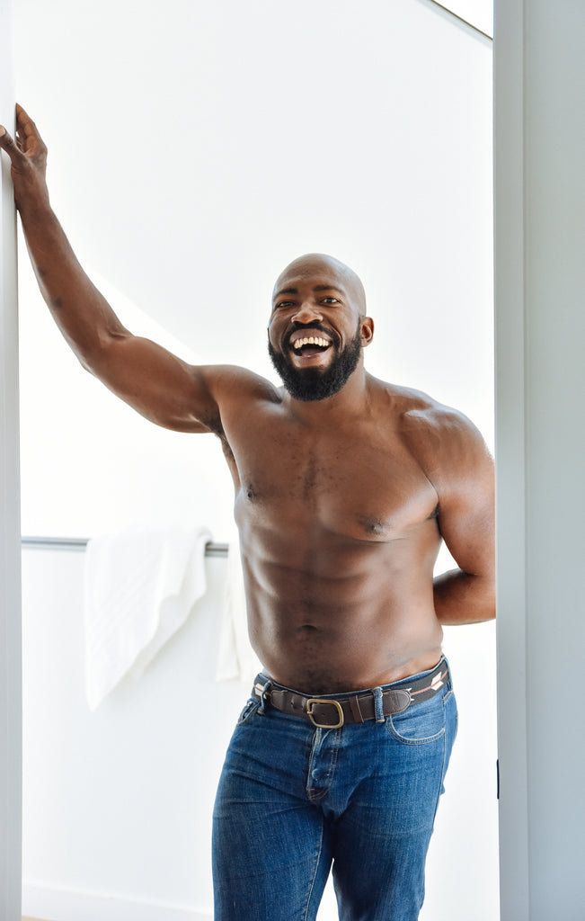 Bearded Black Man 6-Pack Smiling